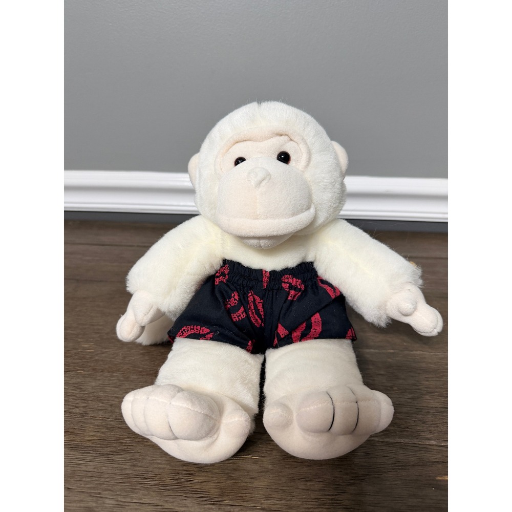 Vintage Plush Creations Inc White Gorilla in Red Lip Print Kisses Shorts‎ Plush